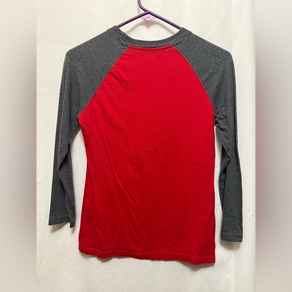 Falls Creek Red and Gray Skull Graphic Long Sleeve Youth 8-10 Tee 0143 - Picture 2 of 4